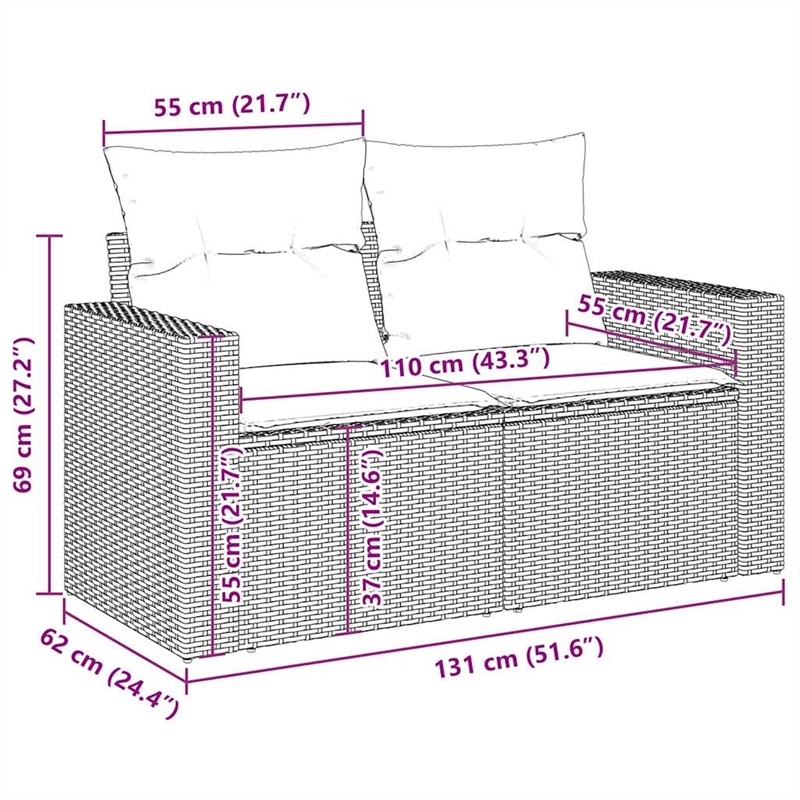 vidaXL 5 Piece Poly Rattan Sofa Set in Beige