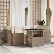 vidaXL 7 Piece Poly Rattan Sofa Set in Beige