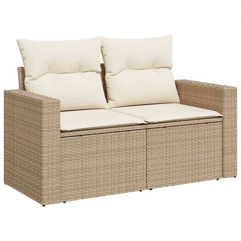 vidaXL 7 Piece Poly Rattan Sofa Set in Beige