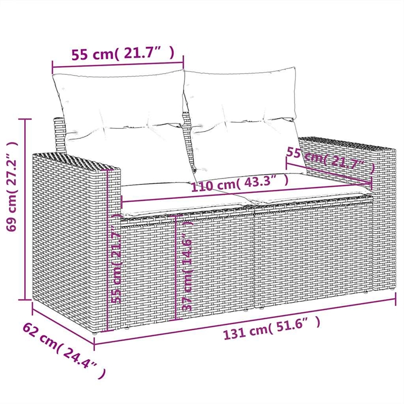 vidaXL 7 Piece Poly Rattan Sofa Set in Gray/Anthracite