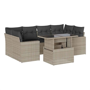 vidaXL 7 Piece Poly Rattan Sofa Set in Gray/Anthracite