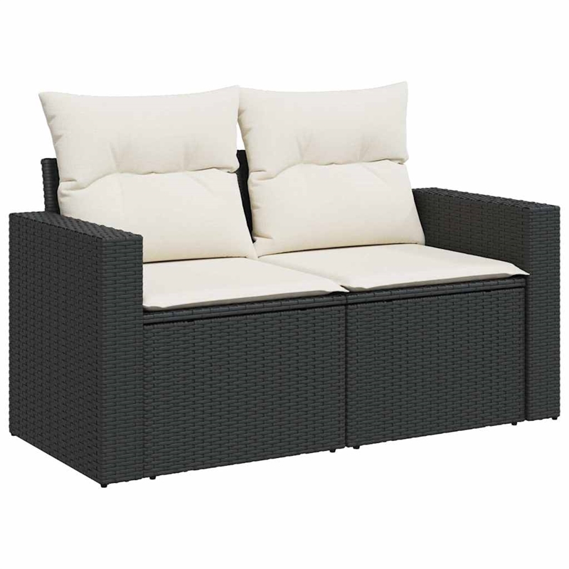 vidaXL 9 Piece Poly Rattan Large Sofa Set in Black/White/Cream