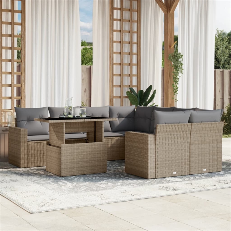vidaXL 9 Piece Sofa Set in Gray/Beige