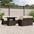 vidaXL 9 Piece Poly Rattan Small Sofa Set in Brown