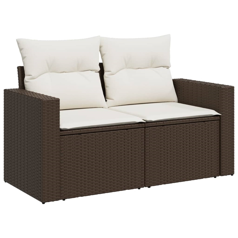 vidaXL 9 Piece Poly Rattan Small Sofa Set in Brown