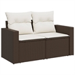 vidaXL 9 Piece Poly Rattan Small Sofa Set in Brown