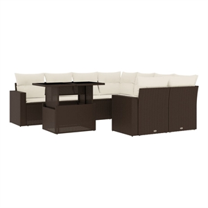 vidaXL 9 Piece Poly Rattan Small Sofa Set in Brown