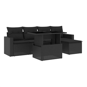 vidaXL 6 Piece Steel Small Sofa Set in Black