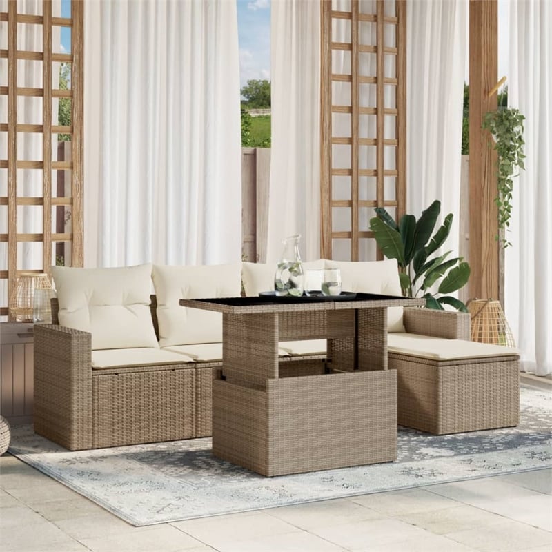 vidaXL 6 Piece Steel Sofa Set in Beige