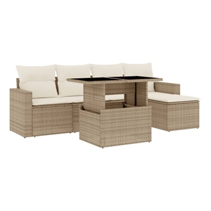 vidaXL 6 Piece Steel Sofa Set in Beige