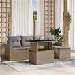 vidaXL 6 Piece Poly Rattan Sofa Set in Gray/Beige