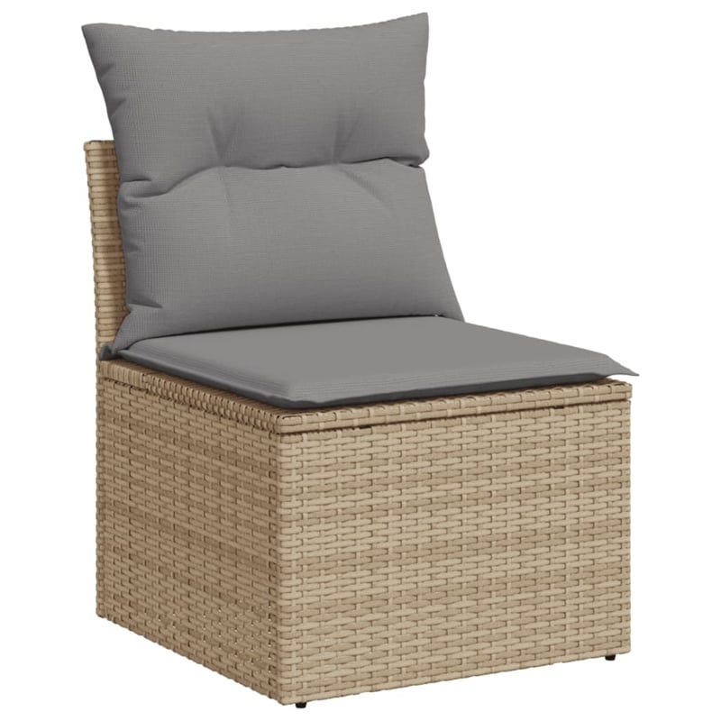 vidaXL 6 Piece Poly Rattan Sofa Set in Gray/Beige