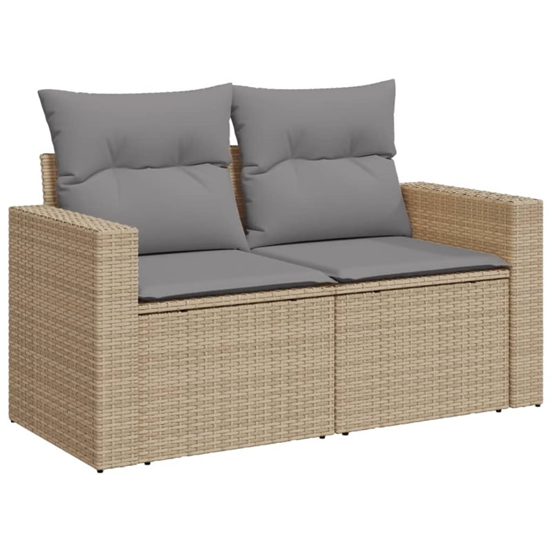 vidaXL 6 Piece Poly Rattan Sofa Set in Gray/Beige