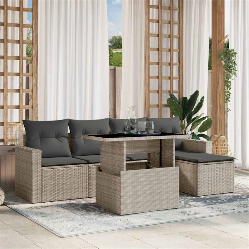 vidaXL 6 Piece Steel Sofa Set in Gray/Anthracite