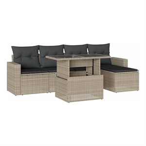vidaXL 6 Piece Steel Sofa Set in Gray/Anthracite