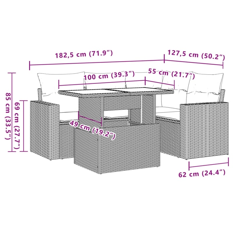 vidaXL 5 Piece Poly Rattan Sofa Set in Beige