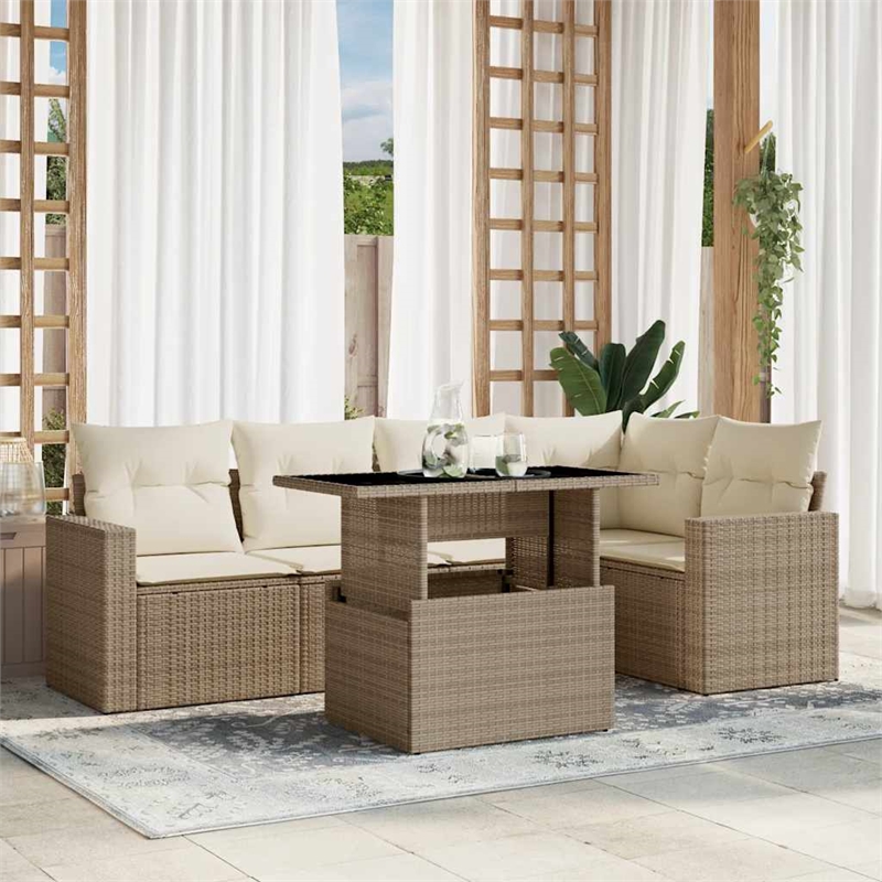 vidaXL Steel Sofa Set in Beige
