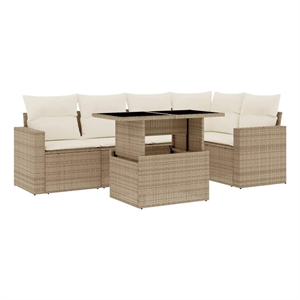 vidaXL Steel Sofa Set in Beige