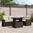 vidaXL 6 Piece Sofa Set in White/Brown/Cream