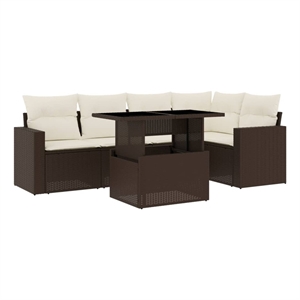 vidaXL 6 Piece Sofa Set in White/Brown/Cream