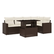 vidaXL 6 Piece Sofa Set in White/Brown/Cream