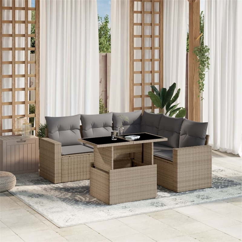vidaXL 6 Piece Steel Sofa Set in Gray/Beige