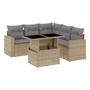 vidaXL 6 Piece Steel Sofa Set in Gray/Beige