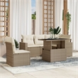 vidaXL 6 Piece Poly Rattan Sofa Set in Beige