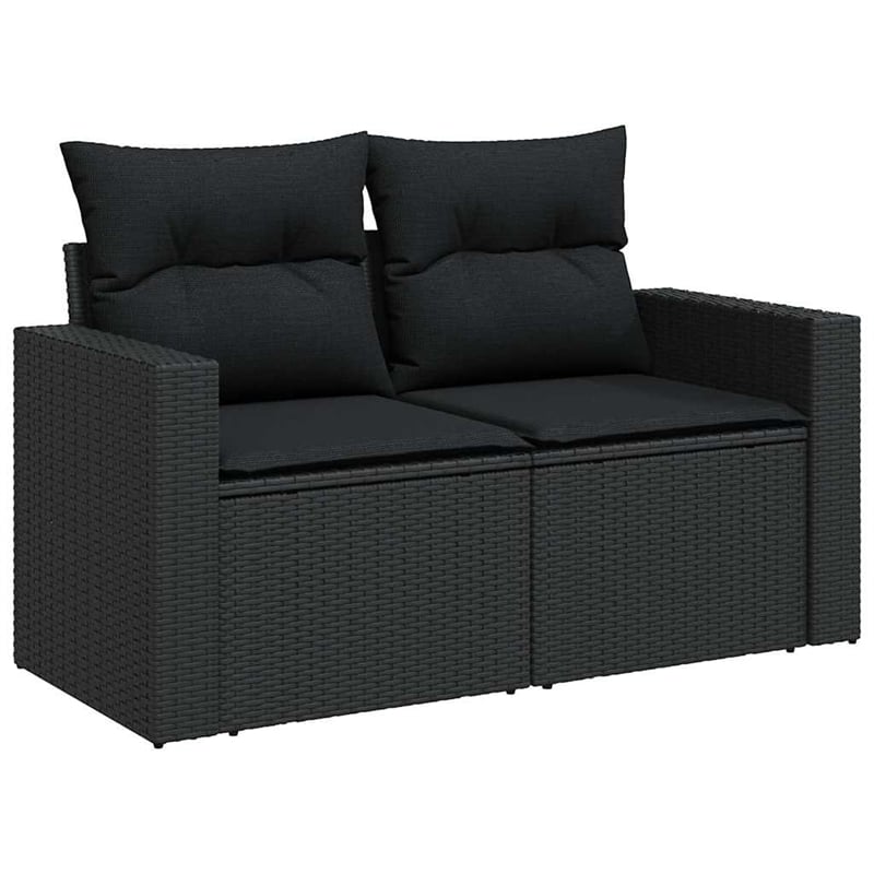 vidaXL 7 Piece Poly Rattan Sofa Set in Black