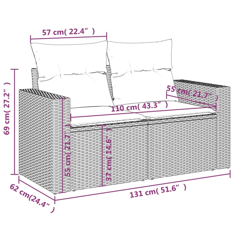 vidaXL 7 Piece Poly Rattan Sofa Set in Gray