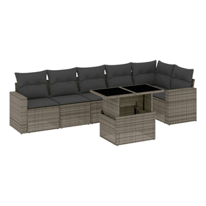 vidaXL 7 Piece Poly Rattan Sofa Set in Gray