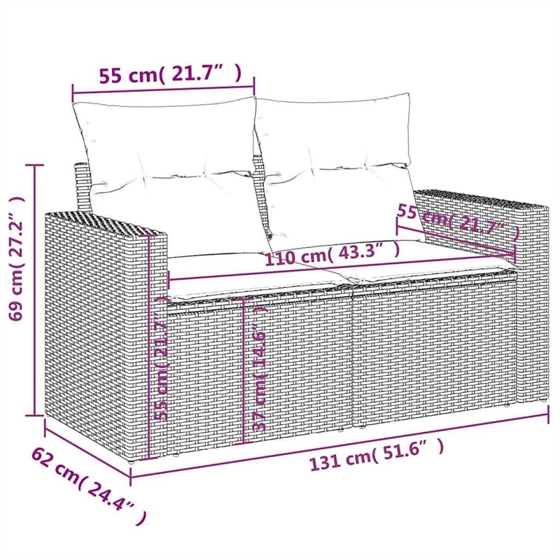 vidaXL 7 Piece Poly Rattan Sofa Set in Gray/Anthracite
