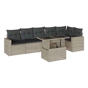 vidaXL 7 Piece Poly Rattan Sofa Set in Gray/Anthracite