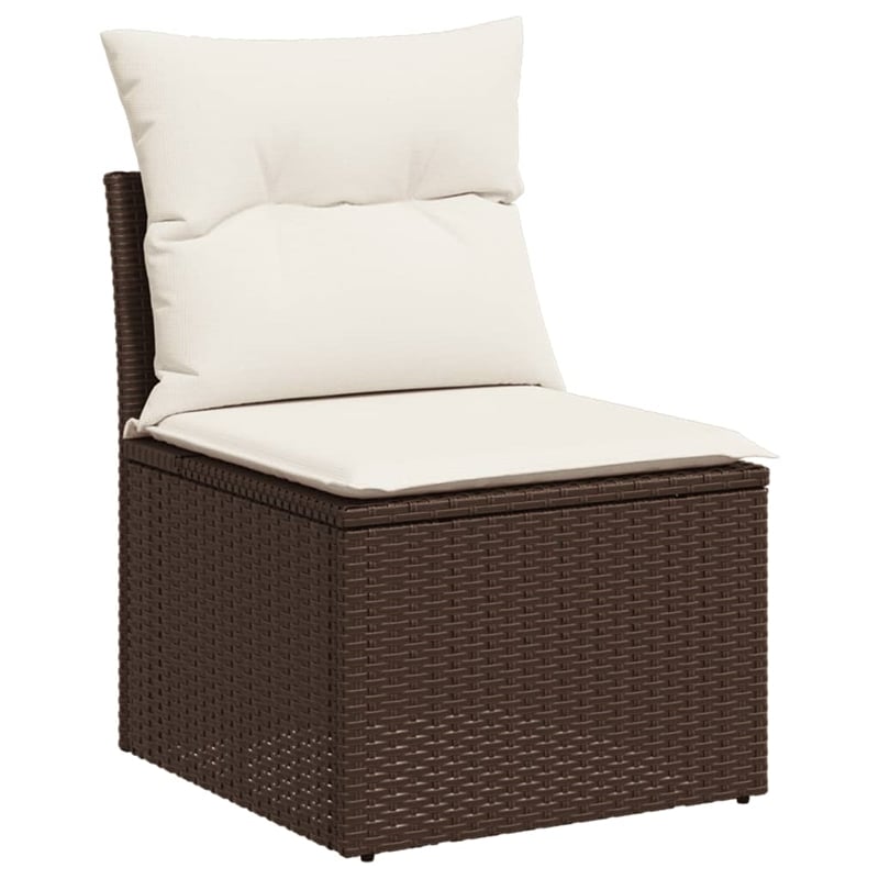 vidaXL 7 Piece Poly Rattan Sofa Set in White/Brown/Cream