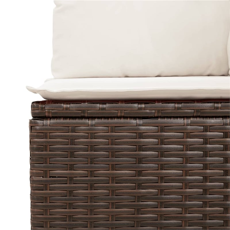 vidaXL 7 Piece Poly Rattan Sofa Set in White/Brown/Cream