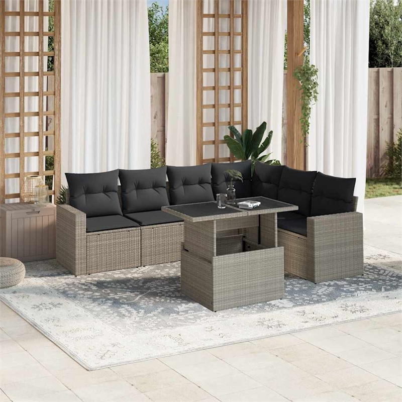 vidaXL Poly Rattan Sofa Set in Gray/Anthracite