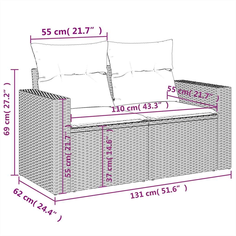 vidaXL Poly Rattan Sofa Set in Gray/Anthracite