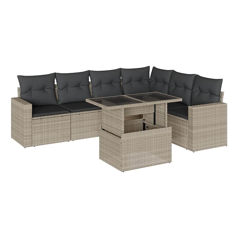 vidaXL Poly Rattan Sofa Set in Gray/Anthracite