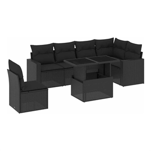 vidaXL 7 Piece Steel Sofa Set in Black