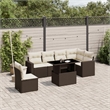 vidaXL 7 Piece Poly Rattan Sofa Set in White/Brown/Cream