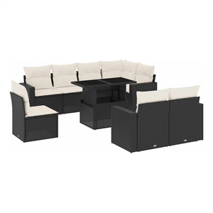 vidaXL 9 Piece Steel Sofa Set in Black/White/Cream