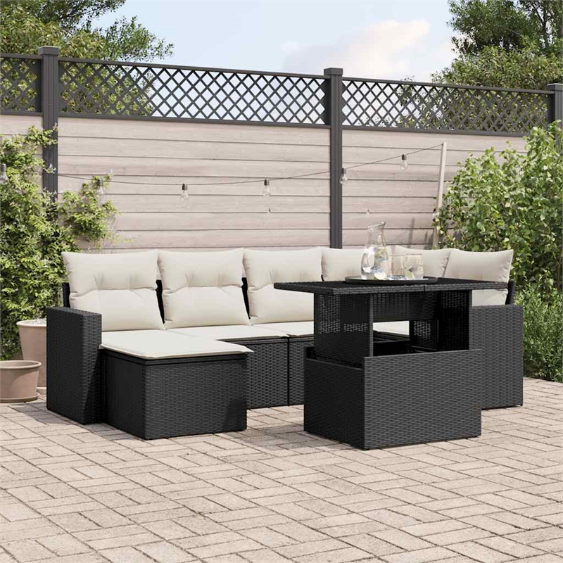 vidaXL 7 Piece Sofa Set in Black/White/Cream