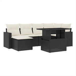 vidaXL 7 Piece Sofa Set in Black/White/Cream