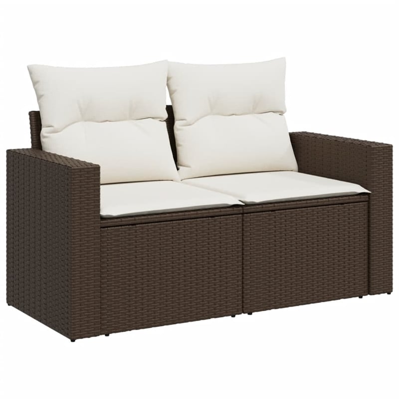 vidaXL 7 Piece Poly Rattan Sofa Set in Brown