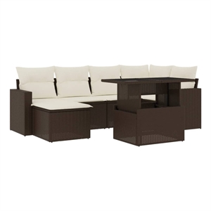 vidaXL 7 Piece Poly Rattan Sofa Set in Brown