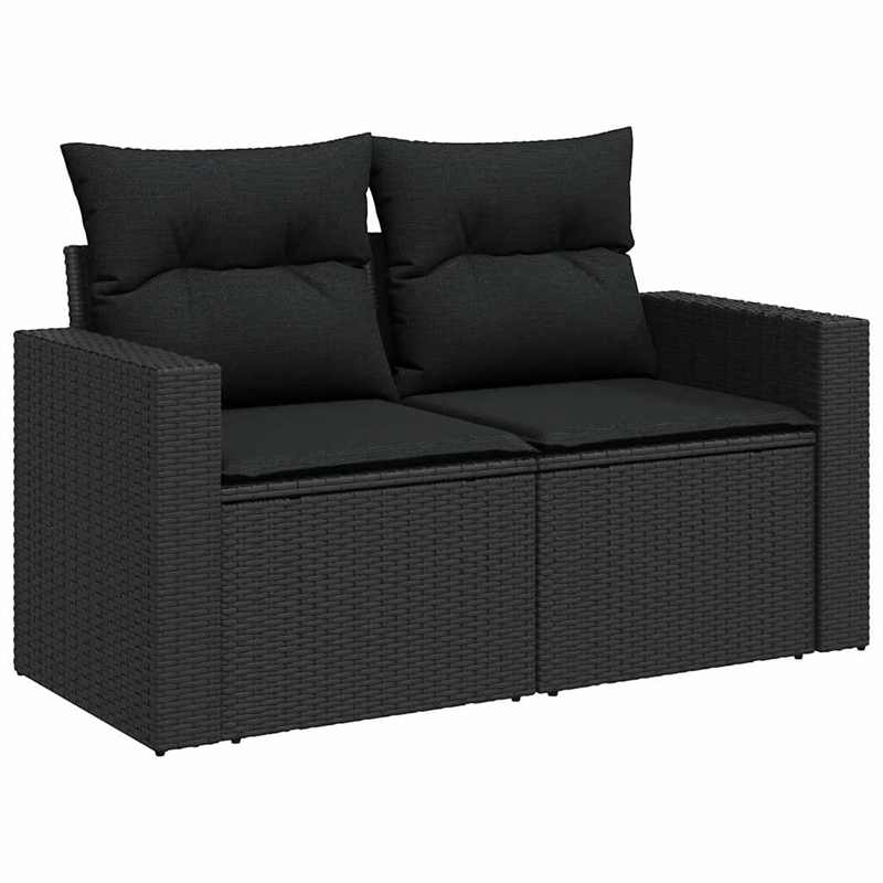vidaXL Poly Rattan Sofa Set in Black