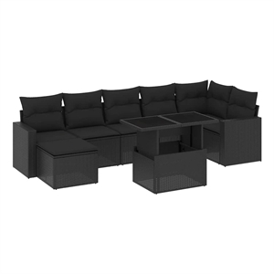 vidaXL Poly Rattan Sofa Set in Black