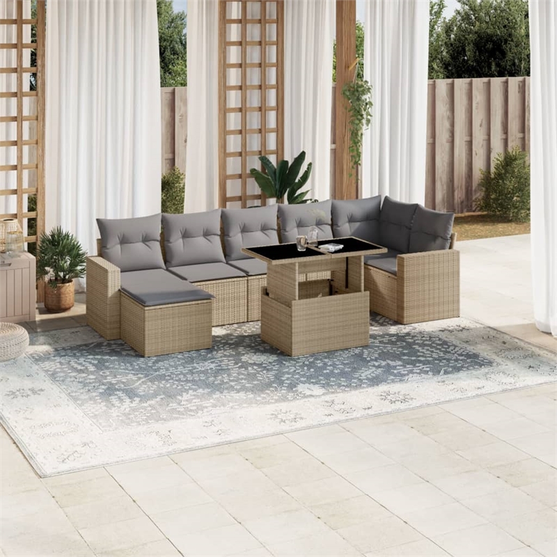 vidaXL Steel Large Sofa Set in Beige