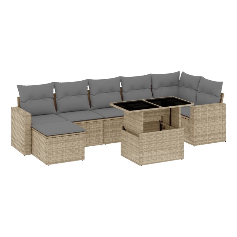 vidaXL Steel Large Sofa Set in Beige