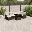 vidaXL 8 Piece Steel Large Sofa Set in White/Brown/Cream